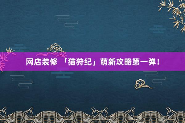 网店装修 「猫狩纪」萌新攻略第一弹！